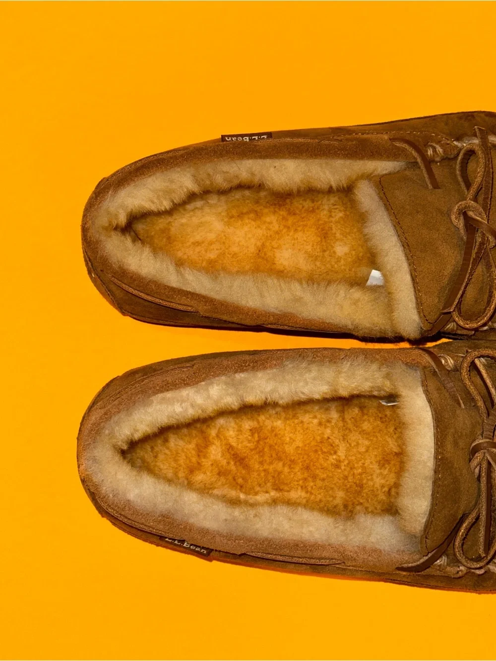 LL Bean Dappled Suede Wicked Good Shearling Lined Moccasin Slippers Size 13 Wide